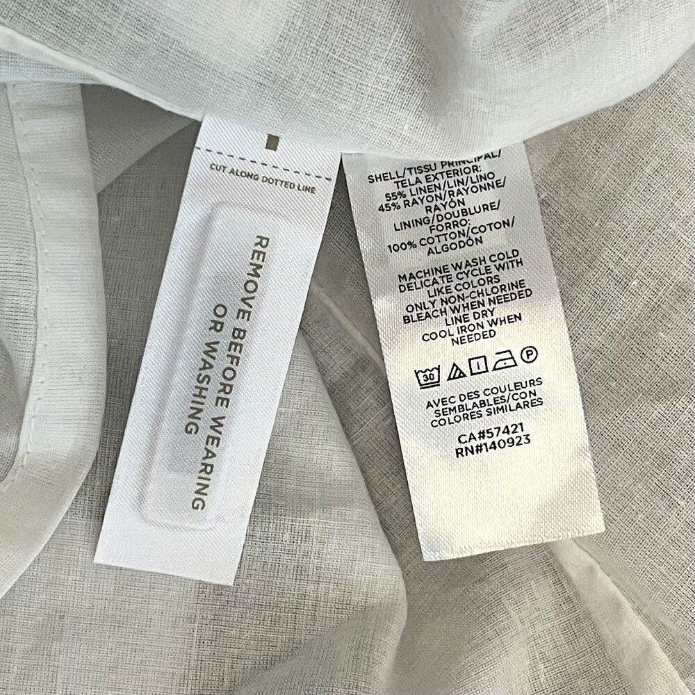 Loft Linen Blend Gingham Mini Dress Size 0 NWOT Black White Button Front Summer - Picture 9 of 9